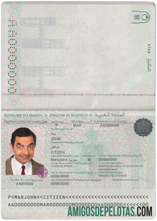 Passaporte de Marrocos amostra